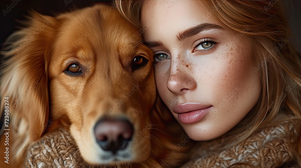 portrait of a girl with a dog portrait of a girl with a dog