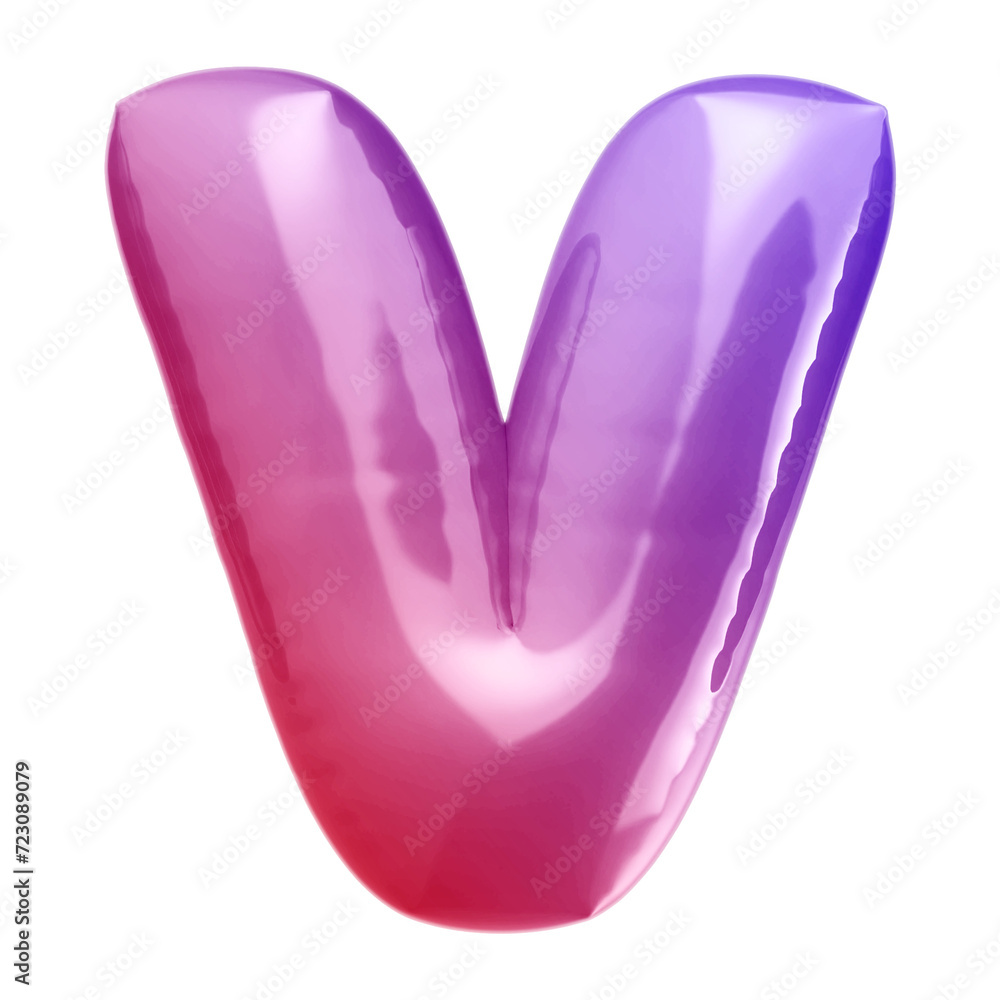 Bubble later V font gradient 3D illustration Bubble later V font gradient 3D illustration
