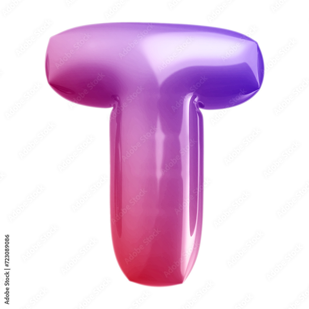 Bubble later T font gradient 3D illustration Bubble later T font gradient 3D illustration