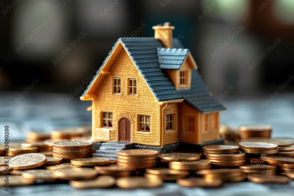 house on a lot of coins, saving money for buy house concept house on a lot of coins, saving money for buy house concept