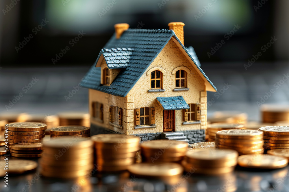 house on a lot of coins, saving money for buy house concept house on a lot of coins, saving money for buy house concept