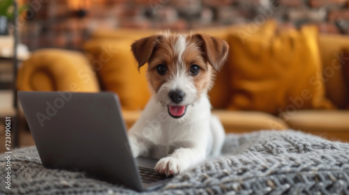 smart dog using a laptop © tonstock