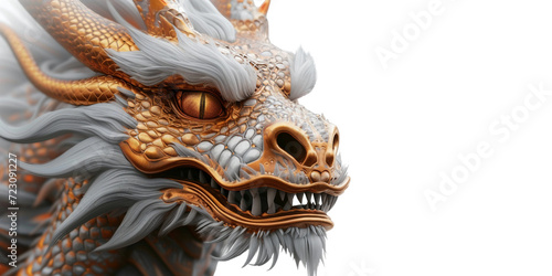 chinese dragon head on a transparent background © Thamidu