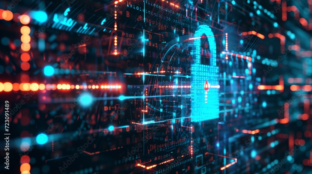 Cybersecurity icon hologram Cybersecurity icon hologram