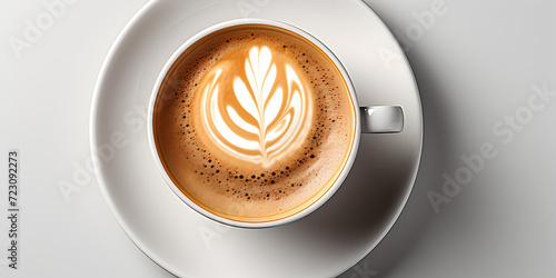 Hot coffee in white cup on table