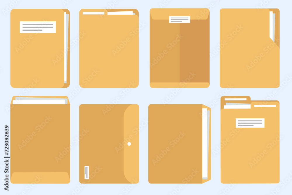 Set of office folder documents, Open folder document, flat design icon vector illustration. Set of office folder documents, Open folder document, flat design icon vector illustration.