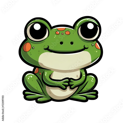 Green frog cartoon sticker, artificial intelligence
