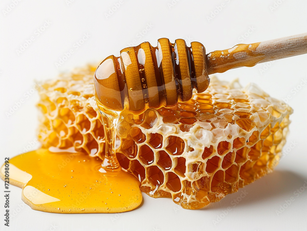 Honey isolated on white background in minimalist style. Studio shot style image. Honey isolated on white background in minimalist style. Studio shot style image.