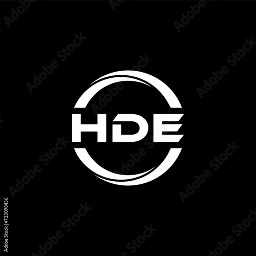 HDE letter logo design with black background in illustrator, cube logo, vector logo, modern alphabet font overlap style. calligraphy designs for logo, Poster, Invitation, etc.