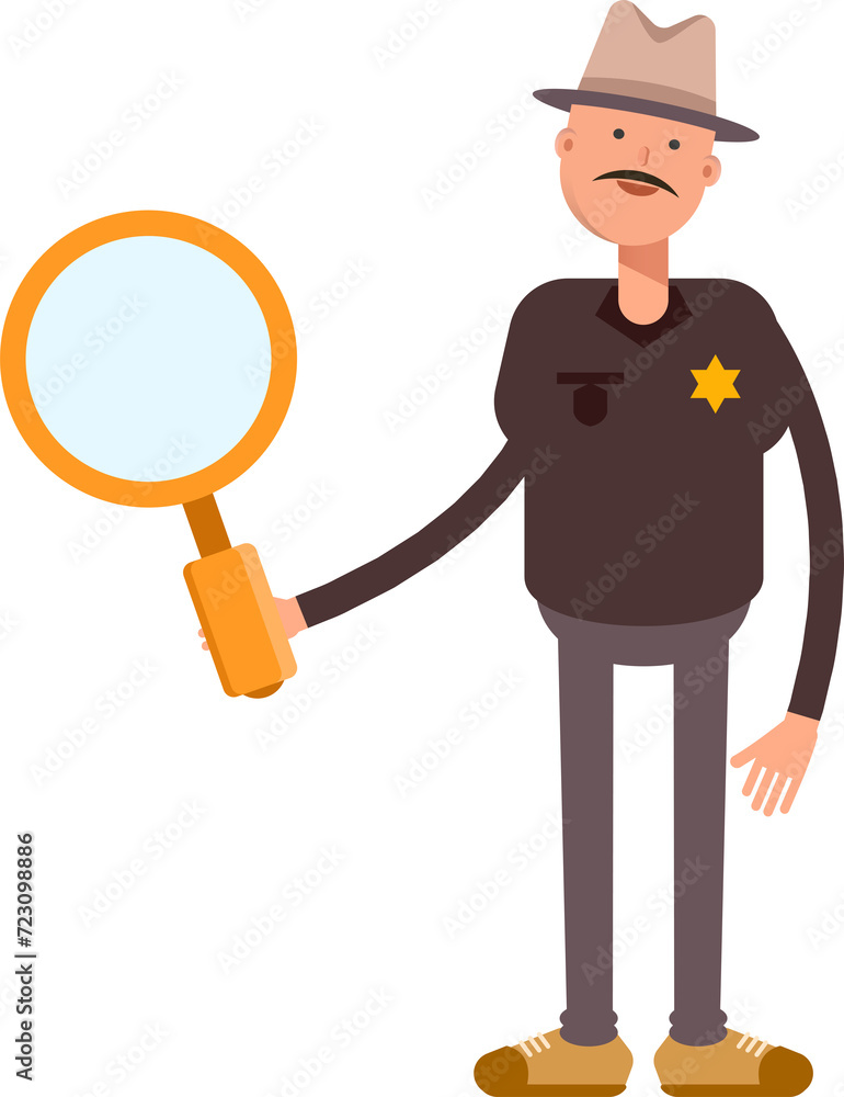 Sheriff Character Holding Magnifier
Sheriff Character Holding Magnifier