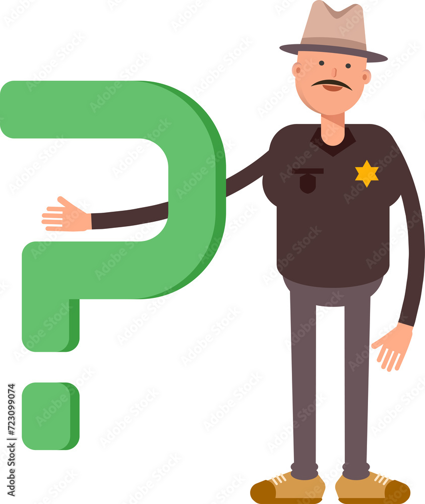 Sheriff Character and Question Mark
