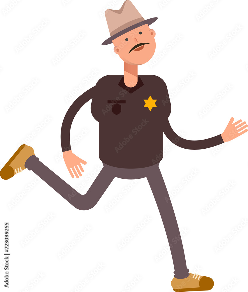 Naklejka premium Sheriff Character Running 