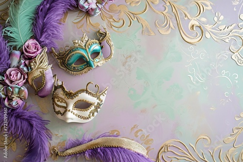 Whimsical Mardi Gras Elegance: Soft Pastel Photography Backdrop