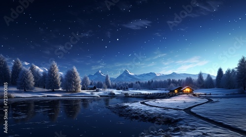 Bright Milky Way over snow covered mountains and sea at night in winter in Norway. Landscape with snowy rocks © SULAIMAN