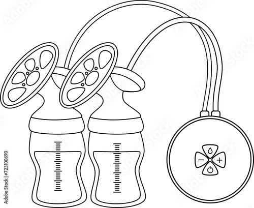 Electric breast pump for breastfeeding equipment outline vector