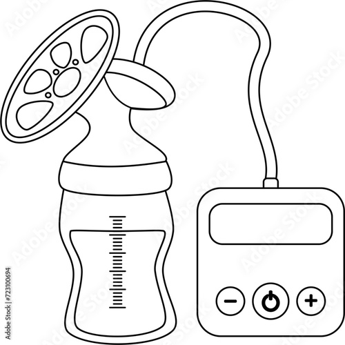 Electric breast pump for breastfeeding equipment outline vector