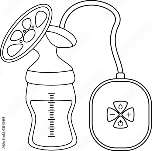 Electric breast pump for breastfeeding equipment outline vector