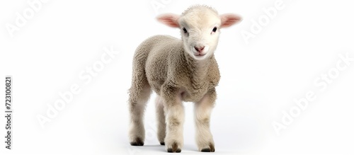 Cut out of young sheep lamb isolated on white background looking at camera. © SULAIMAN