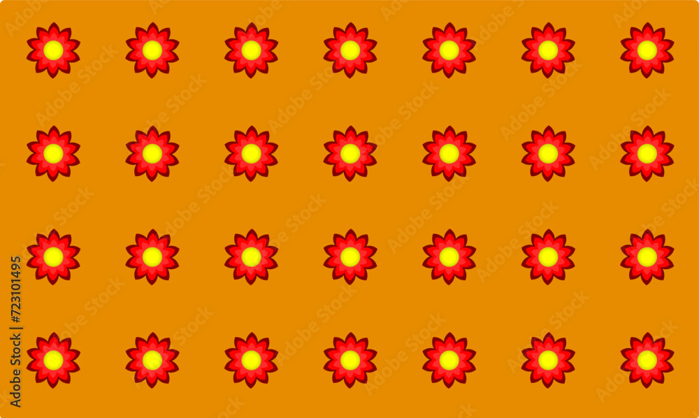 red flower vector pattern with orange background red flower vector pattern with orange background
