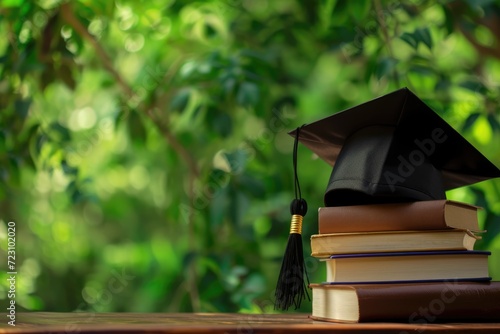 A diverse group of jubilant graduates in blue caps and gowns share a joyful moment together, their faces beaming with pride and accomplishment. Ai generated 