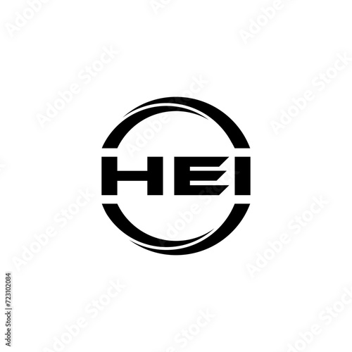 HEI letter logo design with white background in illustrator, cube logo, vector logo, modern alphabet font overlap style. calligraphy designs for logo, Poster, Invitation, etc.