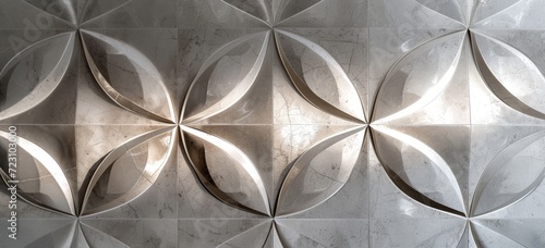 Intricate geometric design adorning the wall, formed from multiple interconnected components.