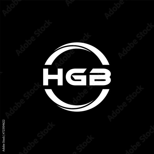 HGB letter logo design with black background in illustrator, cube logo, vector logo, modern alphabet font overlap style. calligraphy designs for logo, Poster, Invitation, etc.