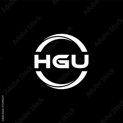 HGU letter logo design with black background in illustrator, cube logo, vector logo, modern alphabet font overlap style. calligraphy designs for logo, Poster, Invitation, etc.