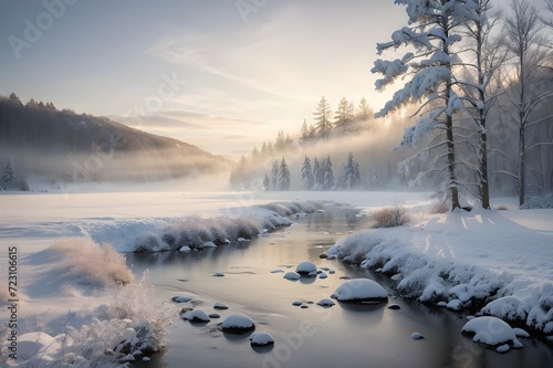winter landscape with river © David