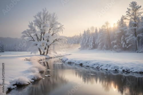 winter landscape with river © David