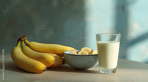 .Refreshing banana juice served with fresh bananas, perfect for a nutritious treat.