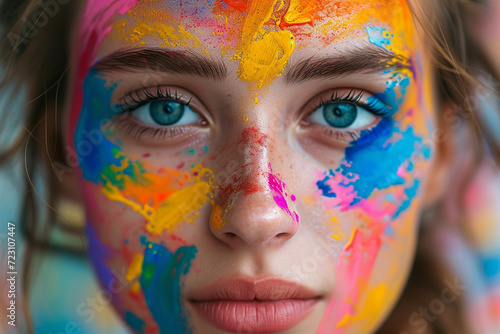 Close-Up of a Young Girl With Face Paint