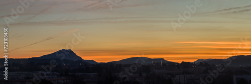 the Sainte Victoire mountain in the light of a winter morning