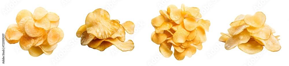 potato chips isolated on a transparent PNG background, white background , Generative Ai