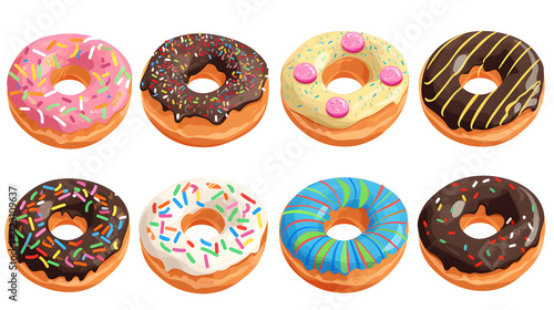 illustration of donuts with sprinkles and icing 