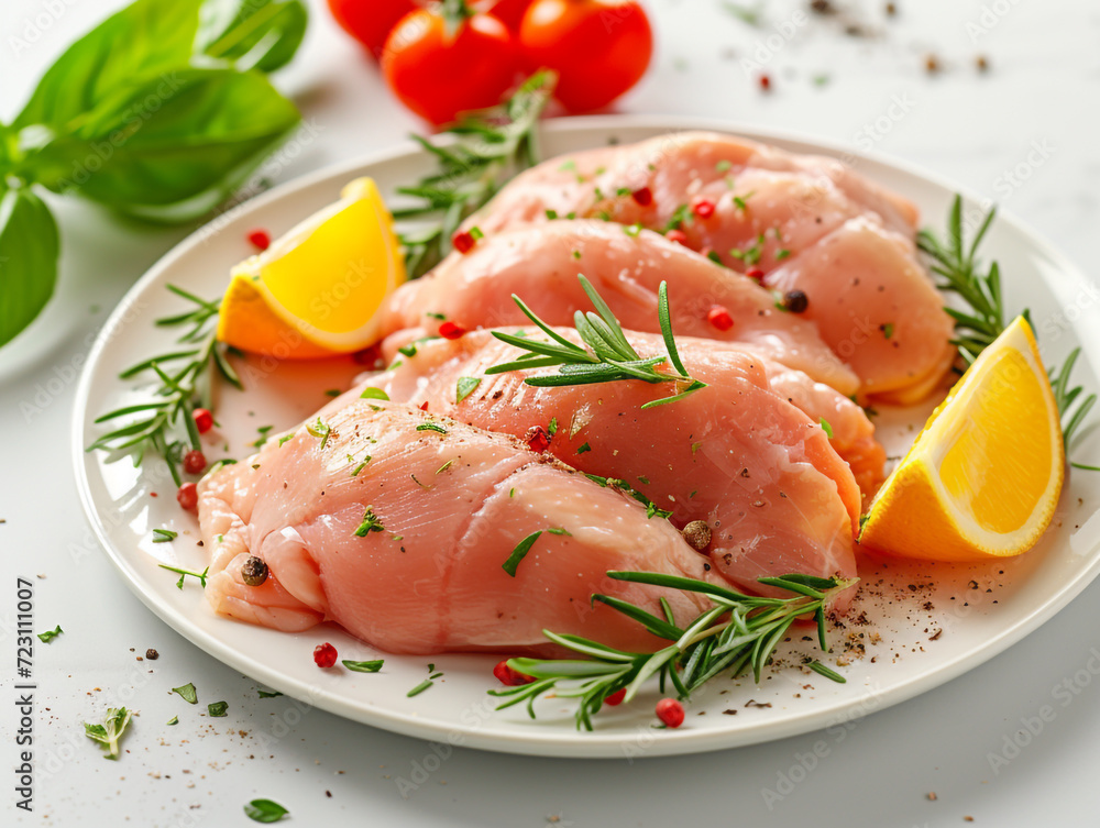 Chicken meat isolated on white background in minimalist style. Chicken meat isolated on white background in minimalist style.