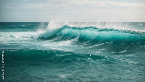 Beautiful sea waves with foam of blue and turquoise color isolated on white background ai image 