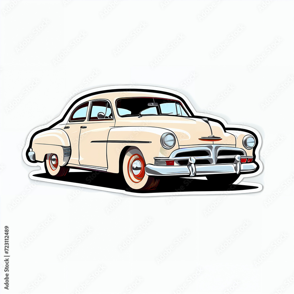 Vintage Yellow Classic Car Illustration - Retro Automobile Model with a Nostalgic Charm, Perfect for Automotive Designs, Travel Themes, and Toy Enthusiast