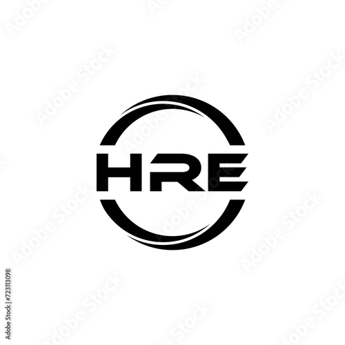 HRE letter logo design with white background in illustrator, cube logo, vector logo, modern alphabet font overlap style. calligraphy designs for logo, Poster, Invitation, etc. photo