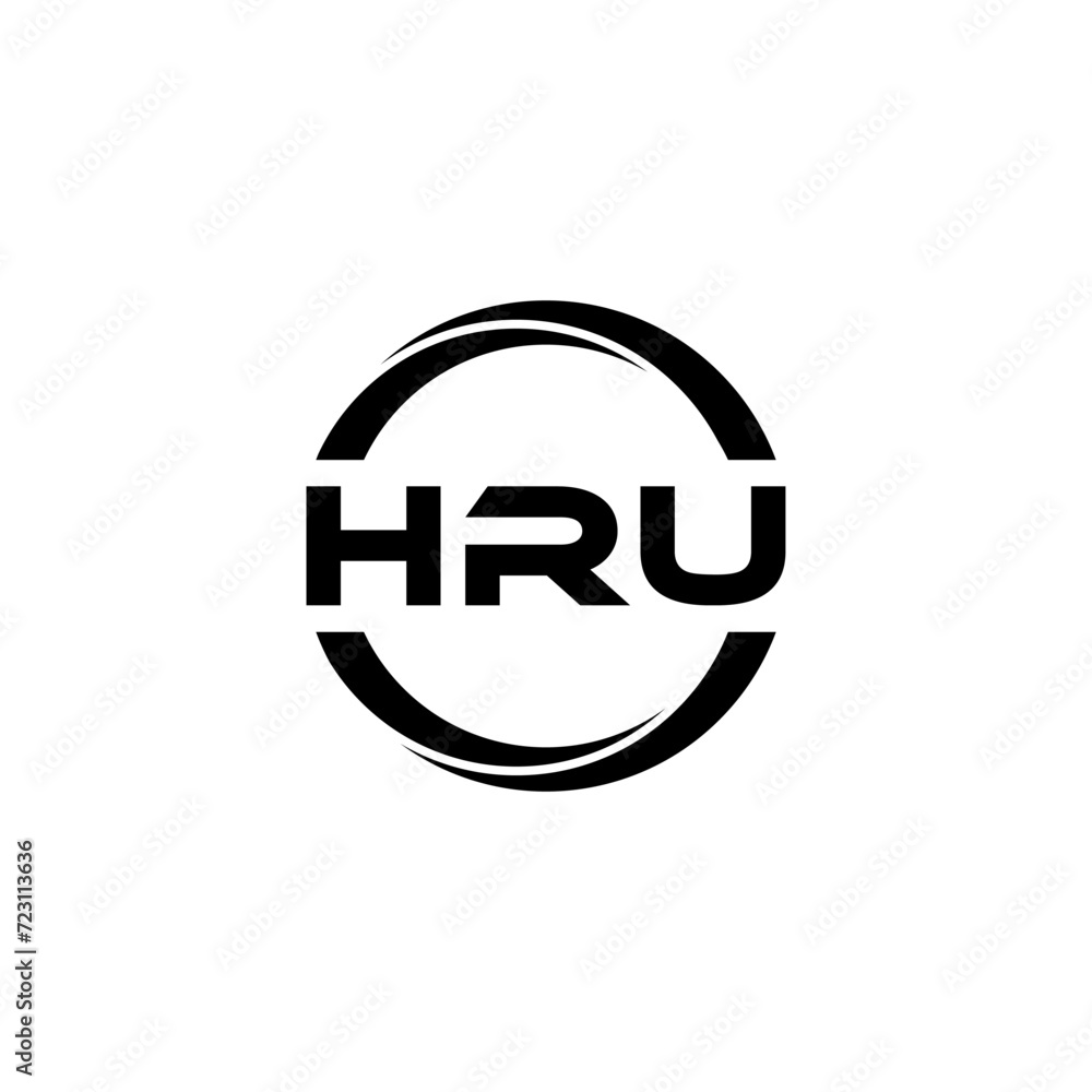 HRU letter logo design with white background in illustrator, cube logo, vector logo, modern alphabet font overlap style. calligraphy designs for logo, Poster, Invitation, etc.