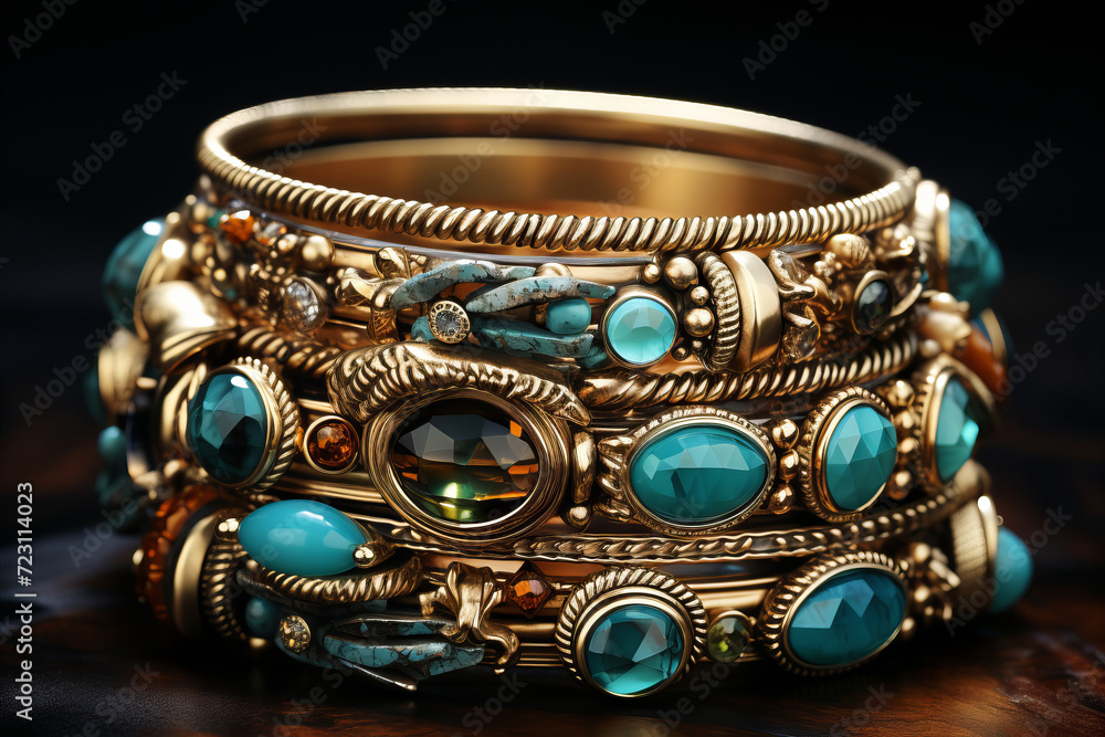 Bohemian Chic Jewelry: Casual, artistic gemstone pieces closeup. Bohemian Chic Jewelry: Casual, artistic gemstone pieces closeup.