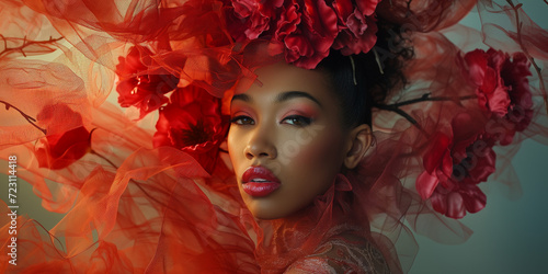 Glamurous woman in a beauty fashion style image with strong make-up