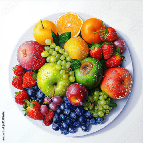 Healthy fresh fruits plate  multivitamins