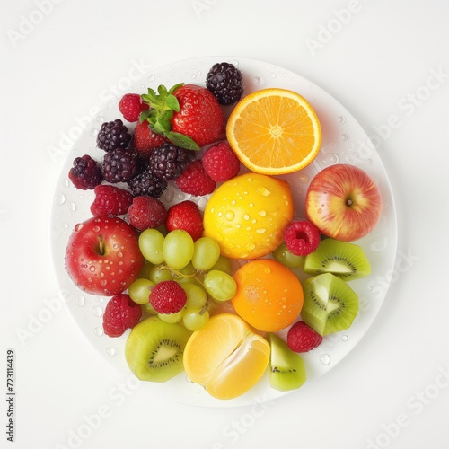 Healthy fresh fruits plate  multivitamins