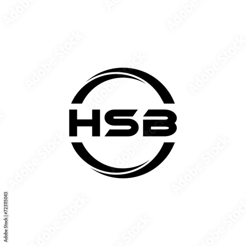 HSB letter logo design with white background in illustrator, cube logo, vector logo, modern alphabet font overlap style. calligraphy designs for logo, Poster, Invitation, etc.