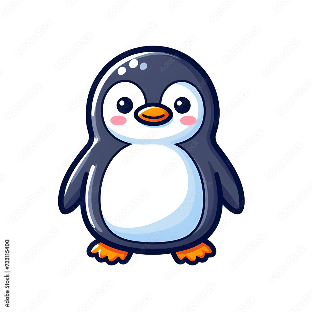 Obraz premium Sticker with the image of a fun cartoon penguin