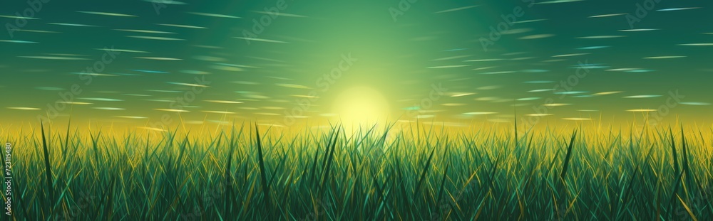 In the summer, the sun's golden rays gently embrace the verdant grass, creating a tranquil scene.