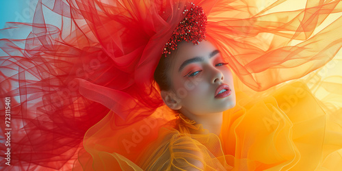 Glamurous woman in a beauty fashion style image with strong make-up