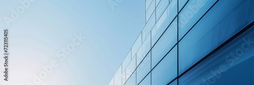Modern Glass Facade Office Building with Blue Sky Reflection