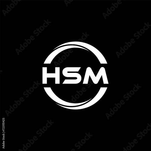 HSM letter logo design with black background in illustrator, cube logo, vector logo, modern alphabet font overlap style. calligraphy designs for logo, Poster, Invitation, etc.
